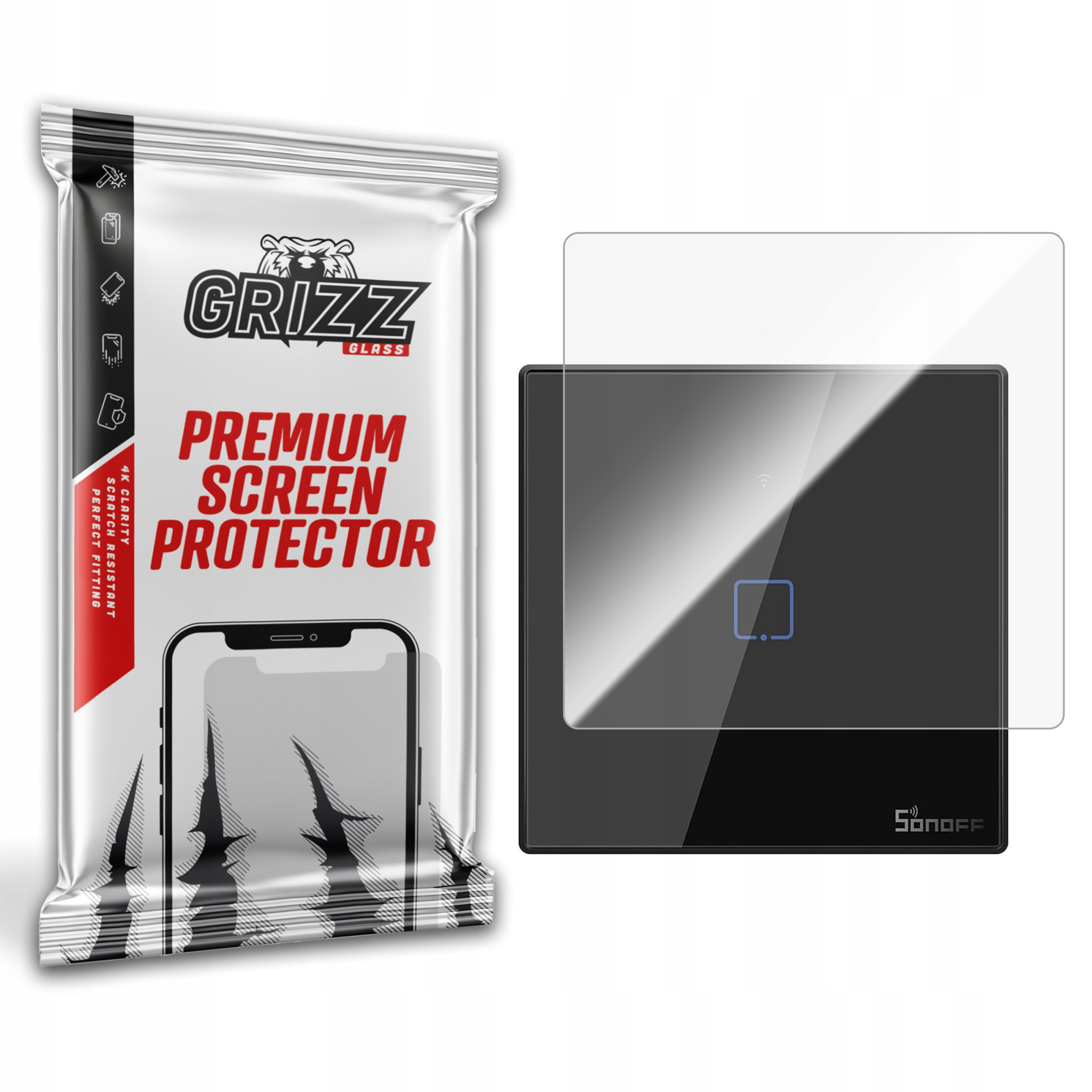 GrizzGlass Folia ceramiczna GrizzGlass CeramicFilm – Ochrona dla inteligentnego włącznika światła SONOFF T3 EU