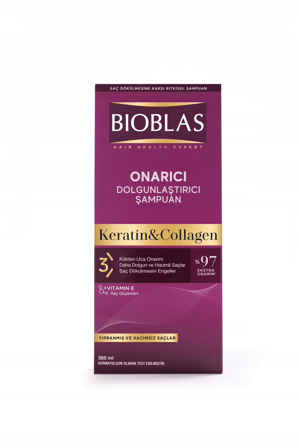 BIOBLAS Keratin&Collagen Szampon do włosów 360 ml – Odbudowa i wzmocnienie dla każdego typu włosów