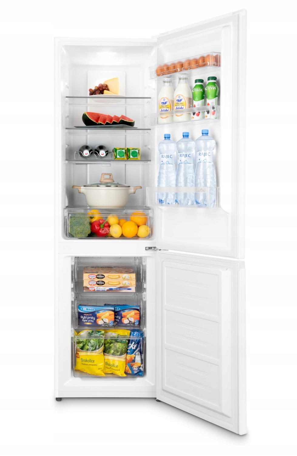 Wysoka pojemność – 182 L w chłodziarce i 71 L w zamrażarce