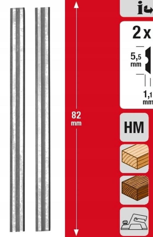 Wymiary noży: 82 x 5,5 x 1,1 mm