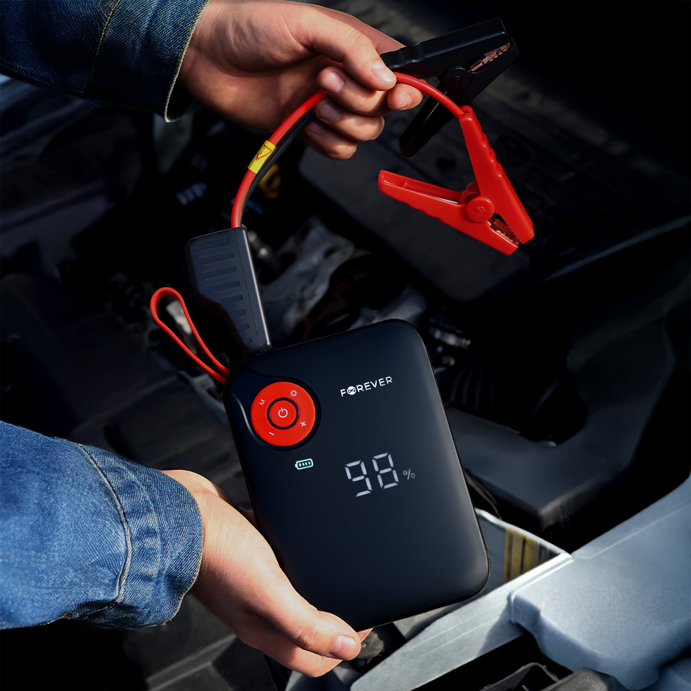 Forever jump starter 4w1 JS-400 7200mAh czarno-czerwony – Niezawodne wsparcie na drodze