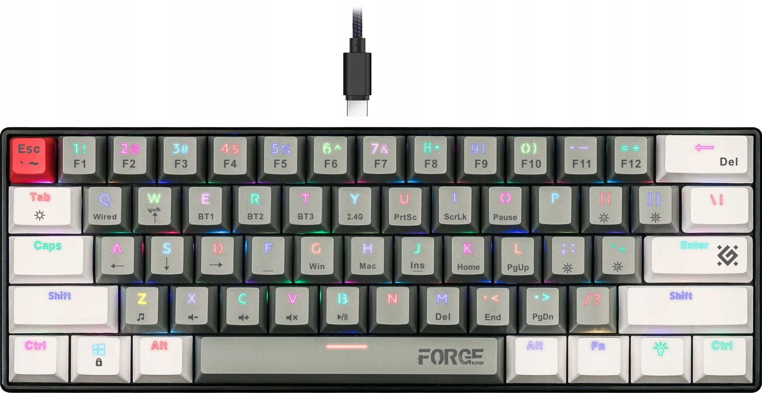Klawiatura bezprzewodowa Defender FORGE GK-345 – Mechaniczna klawiatura gamingowa z RGB