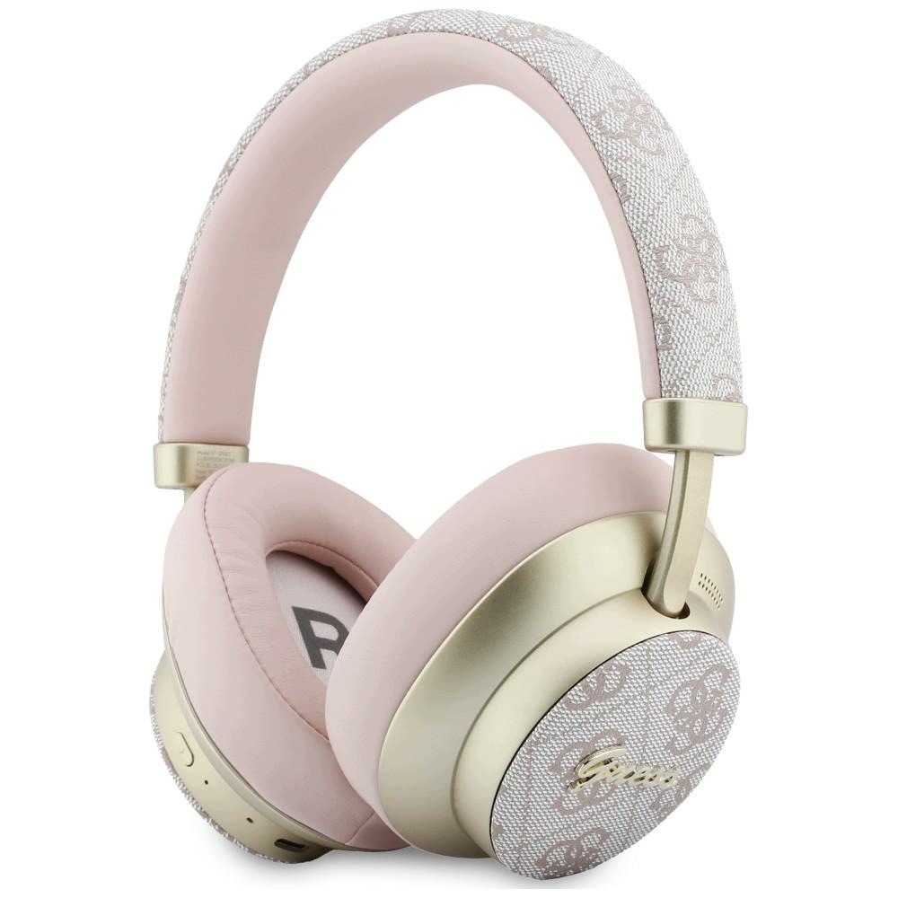 Słuchawki nauszne Guess Bluetooth ENC 4G Gold Script Metal różowy – Elegancja i nowoczesność w jednym