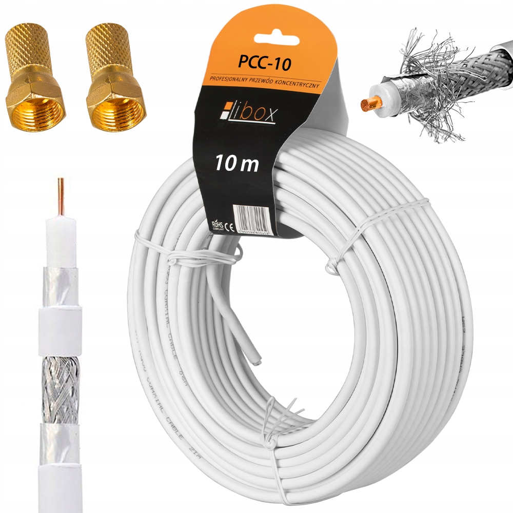 Kabel antenowy RG6 10m biały (PCC10) – Wysoka jakość i niezawodność