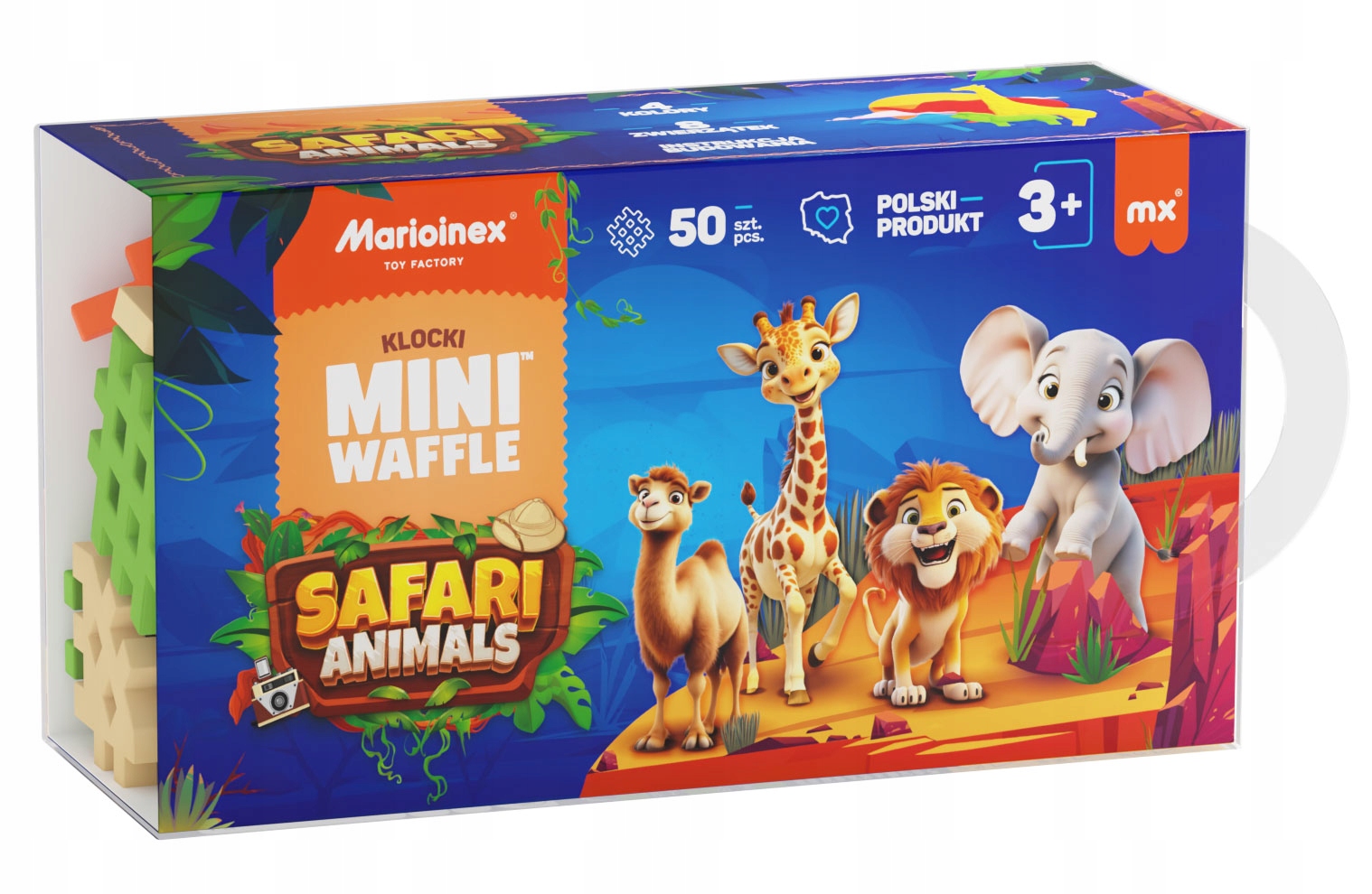 Klocki Wafle Mini Animals Safari 50el – Odkryj świat afrykańskiej dżungli