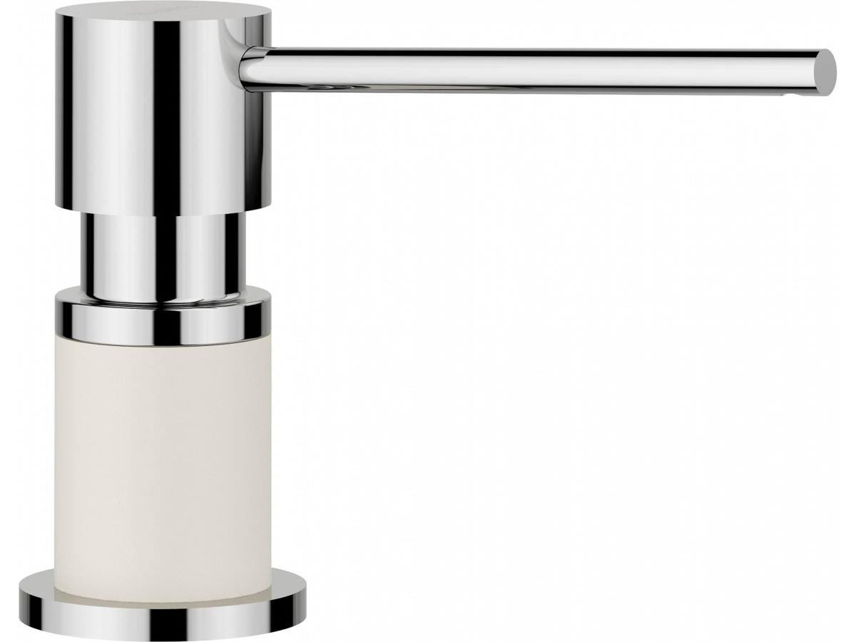 Dozownik LATO Silgranit-Look delikatny biały/chrom – Elegancja w Twojej kuchni