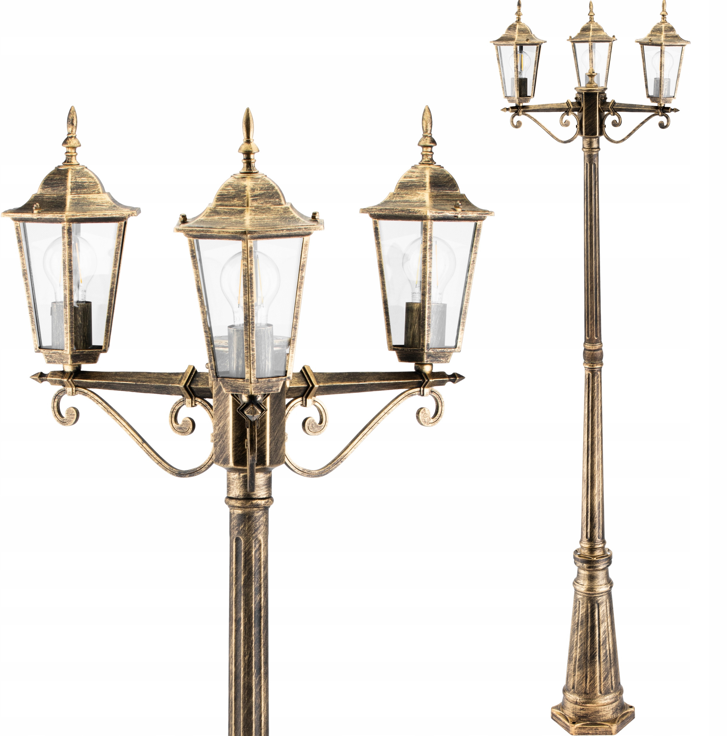 Lampa Ogrodowa Zewnętrzna 3xE27 2m Patyna BELLIS LUMILED – Elegancki dodatek do Twojego ogrodu
