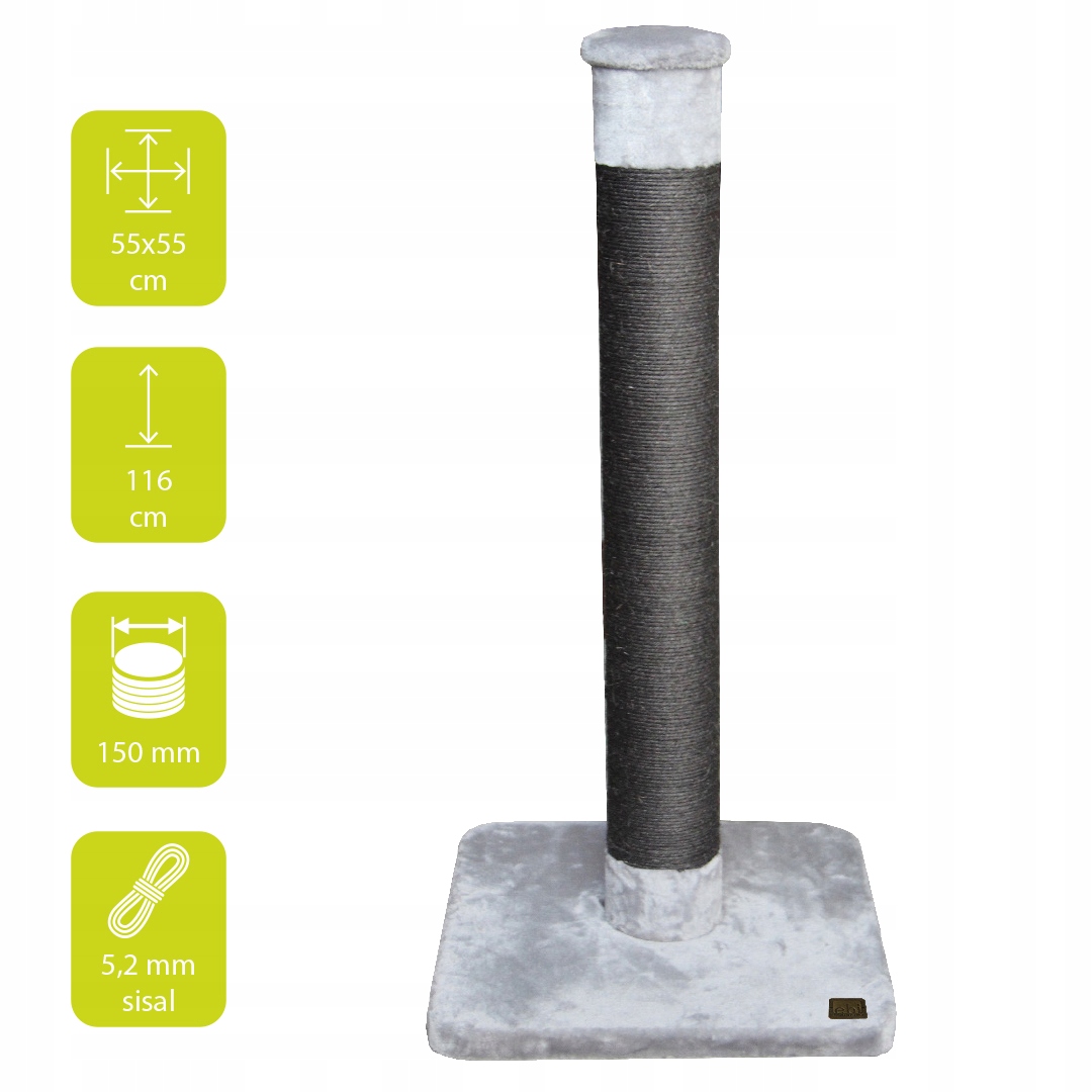 EBI DRAPAK SŁUPEK 55x55x115cm JASNY SZARY – Idealne miejsce do drapania dla Twojego kota