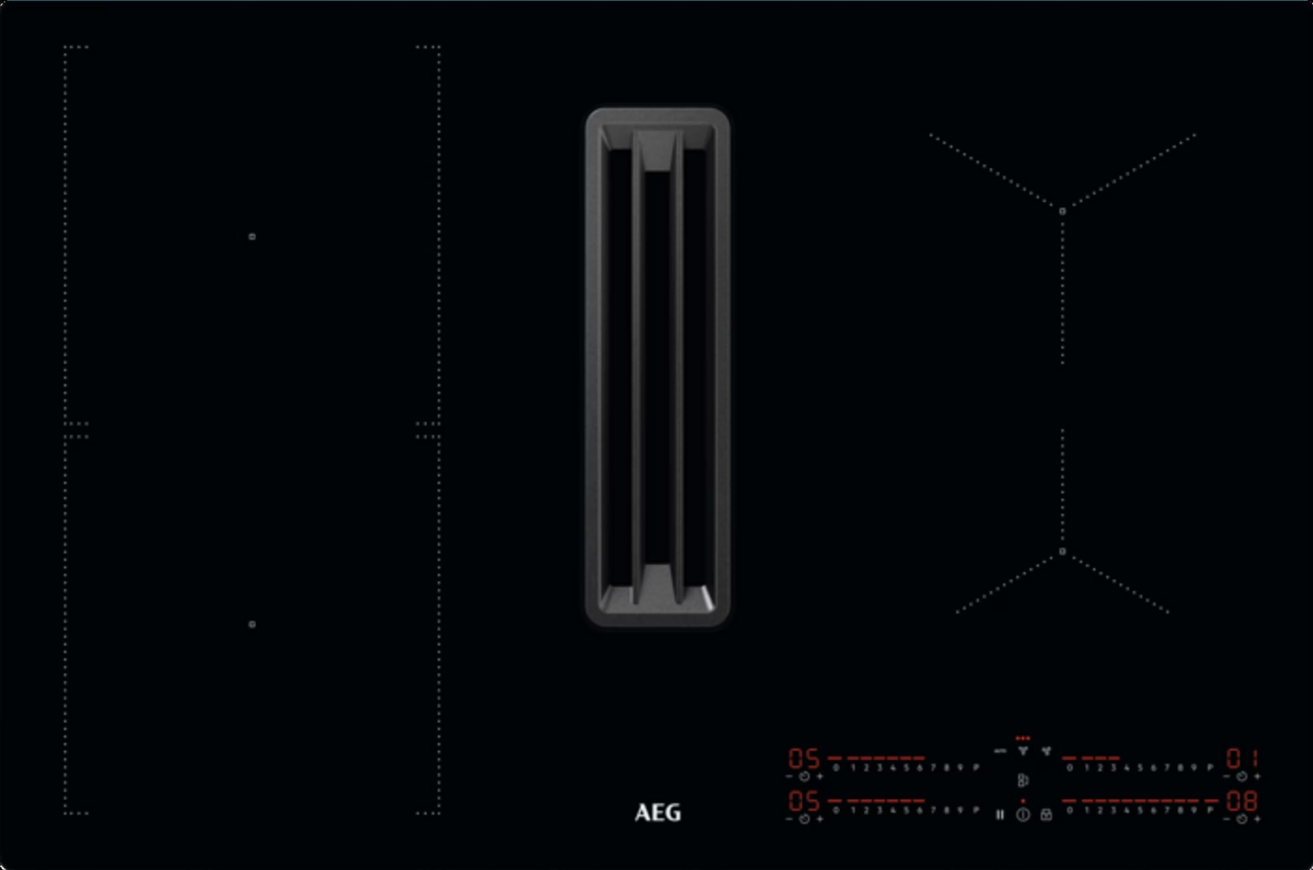 Płyta indukcyjna z okapem do zabudowy AEG CCE84543CB – Nowoczesne rozwiązanie 2w1