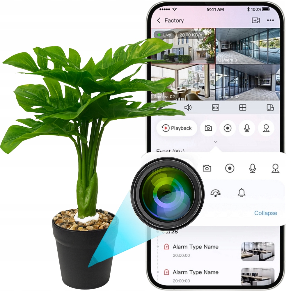 MINI KAMERA WIFI SZPIEGOWSKA UKRYTA W DONICZCE ANDROID ZDALNY PODGLĄD – Dyskretne monitorowanie w Twoim biurze