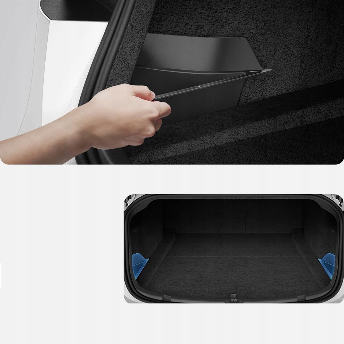 Zestaw dwóch organizerów do bagażnika Tesla Model 3
