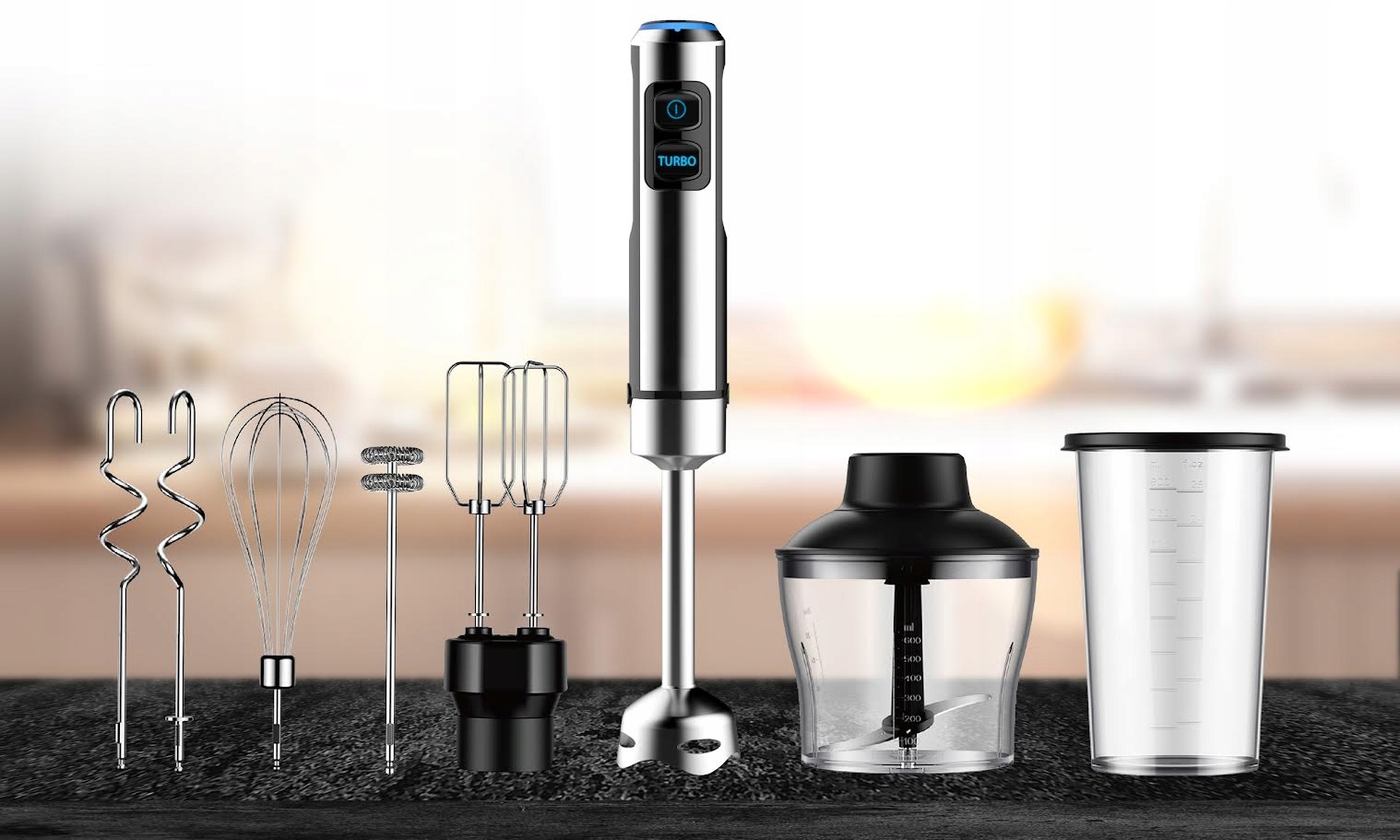 Blender Ręczny Mikser Wielofunkcyjny Tryb Turbo 1500 W Ostrza Tytanowe – Twoje wsparcie w kuchni