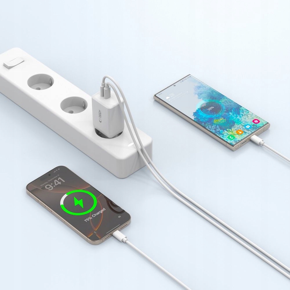 Dwa porty USB-C – Ładowanie dwóch urządzeń jednocześnie