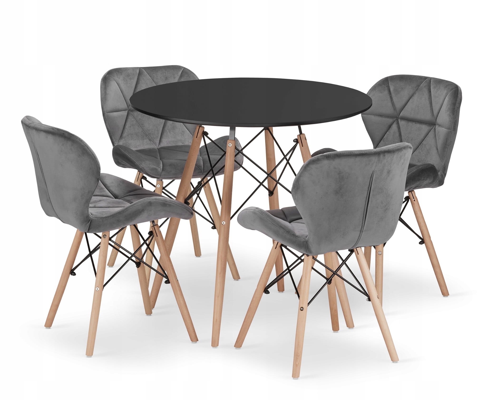 Kolorystyka: czarny stół i szare krzesła