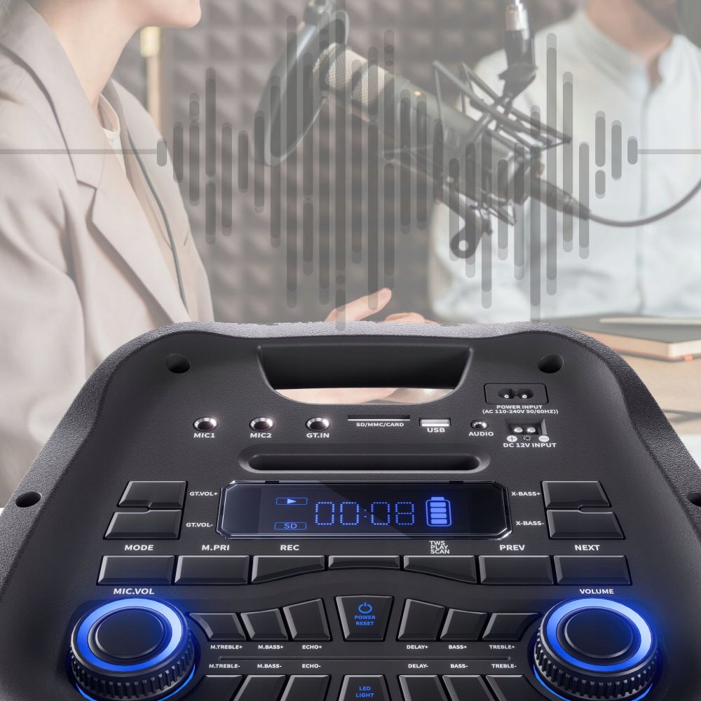 Moc szczytowa 300W i funkcja X-BASS – Głębia dźwięku