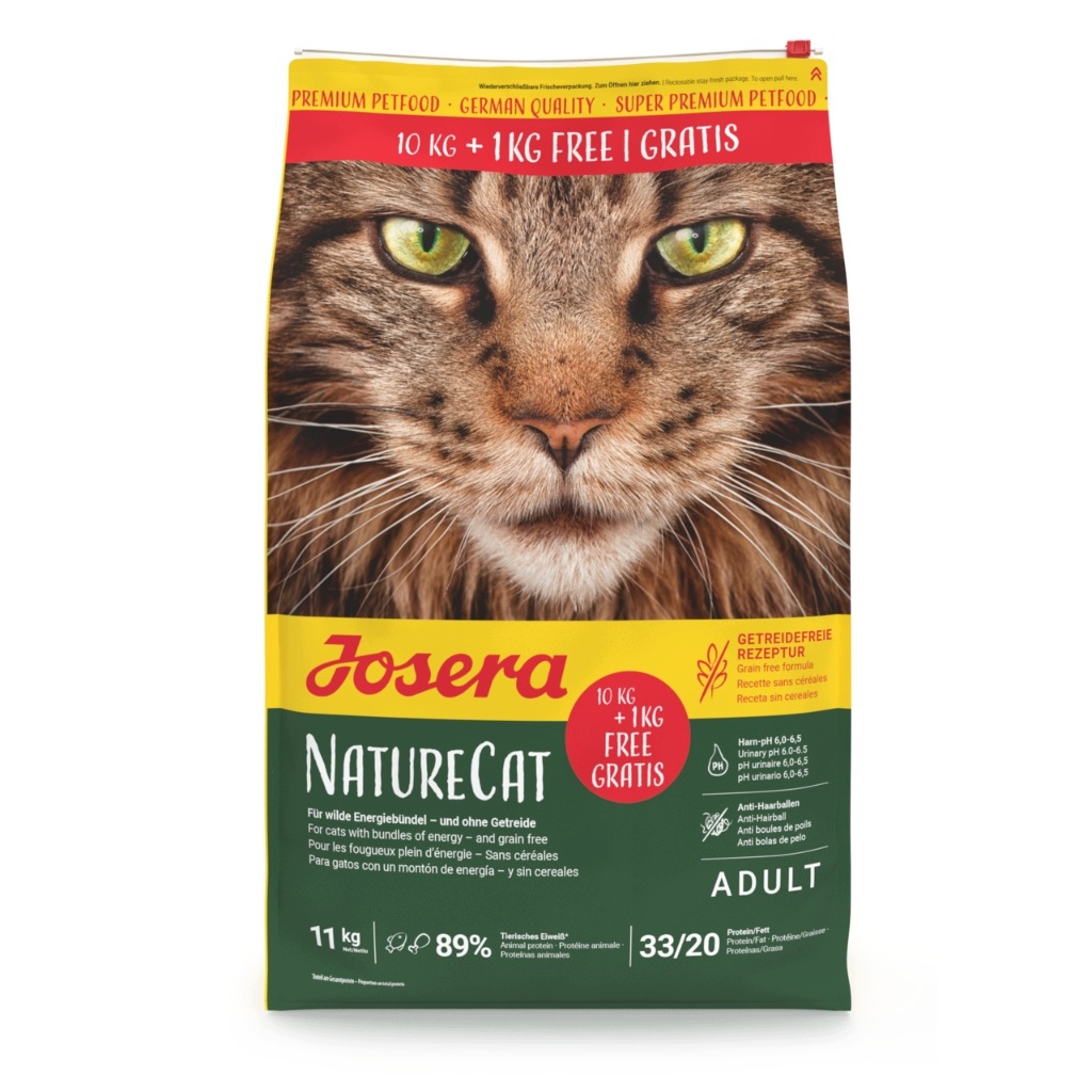 Josera NatureCat 10+1 kg – Bezzbożowa karma dla kotów z łososiem i kurczakiem