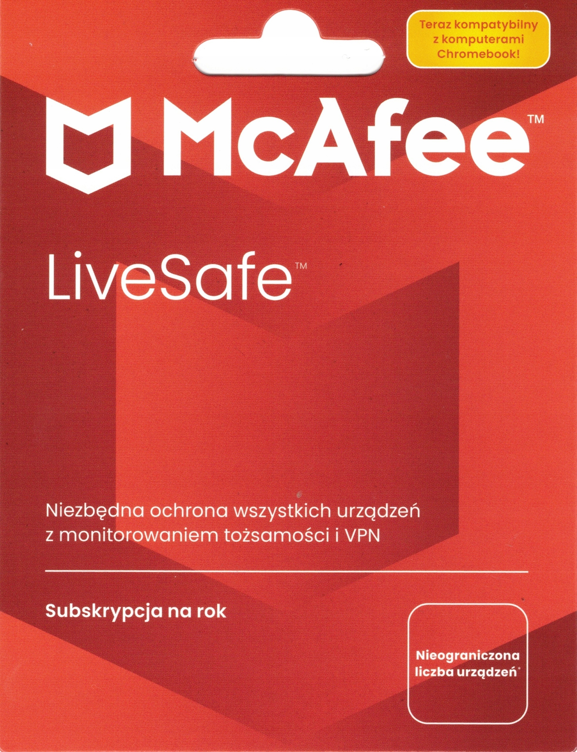 McAfee LiveSafe – Roczna subskrypcja z nieograniczoną liczbą urządzeń