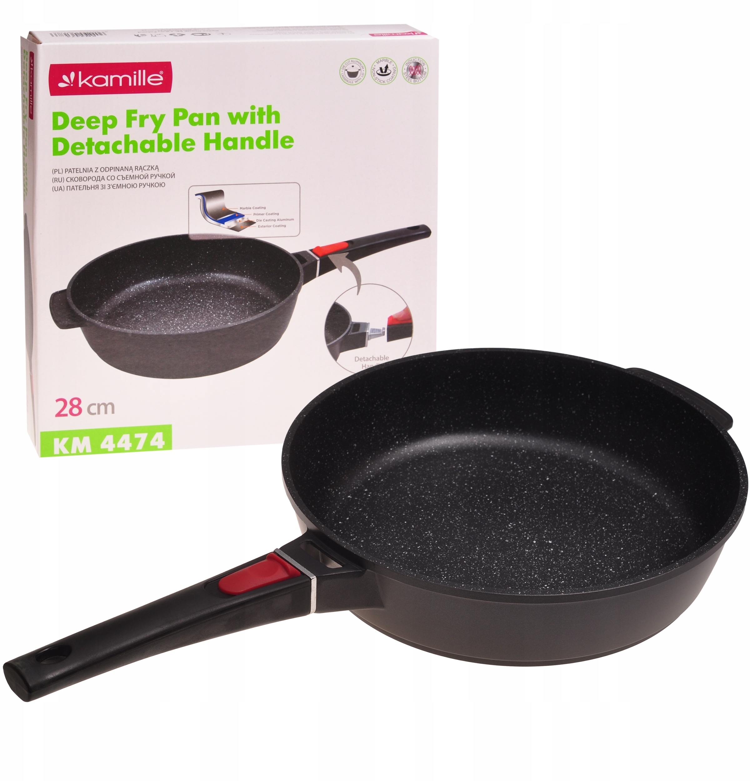 Głęboka patelnia 28 cm z uchwytem do zdejmowania KAMILLE 4474 – Idealna do Twojej kuchni