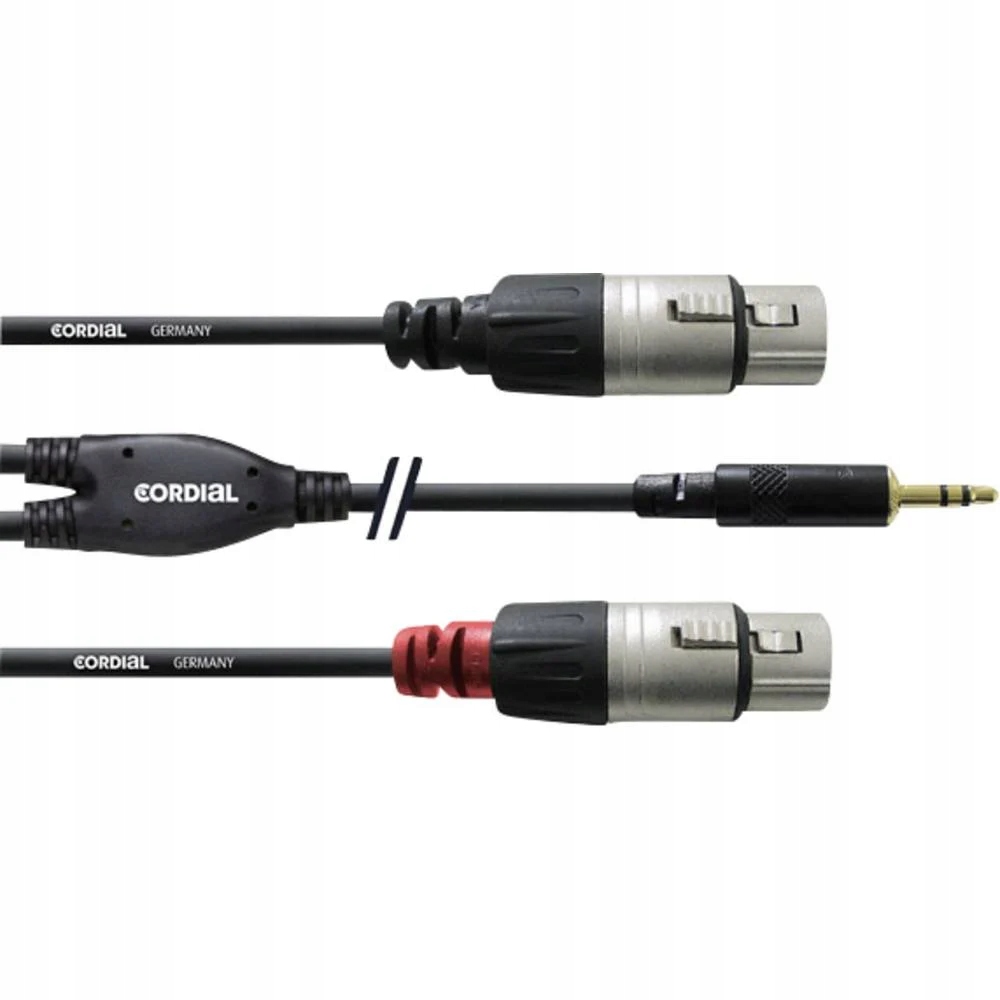 Cordial - Kabel Y, 3.5mm - 2 x XLR żeński, 3 m – Idealny do studia i na scenę