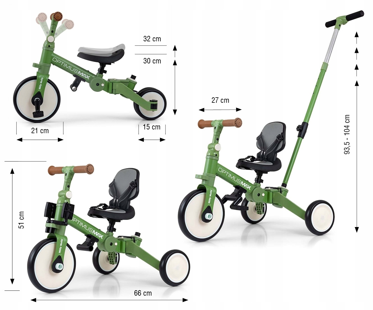 Rowerek 5w1 Optimus Max Green – Idealny pierwszy pojazd dla Twojego dziecka