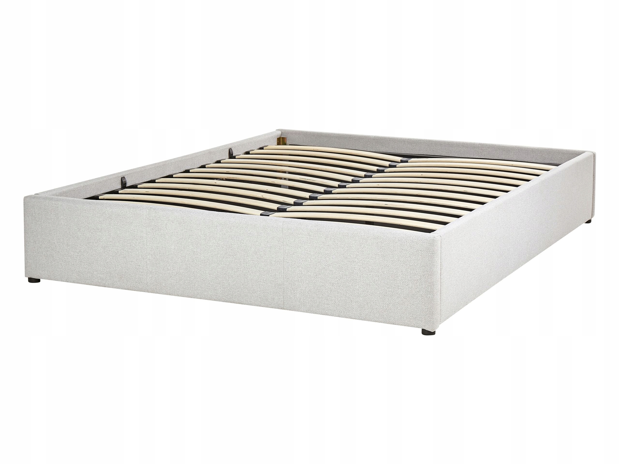 Łóżko z pojemnikiem DINAN 140 x 200 cm – Komfort i funkcjonalność w jasnoszarym wydaniu