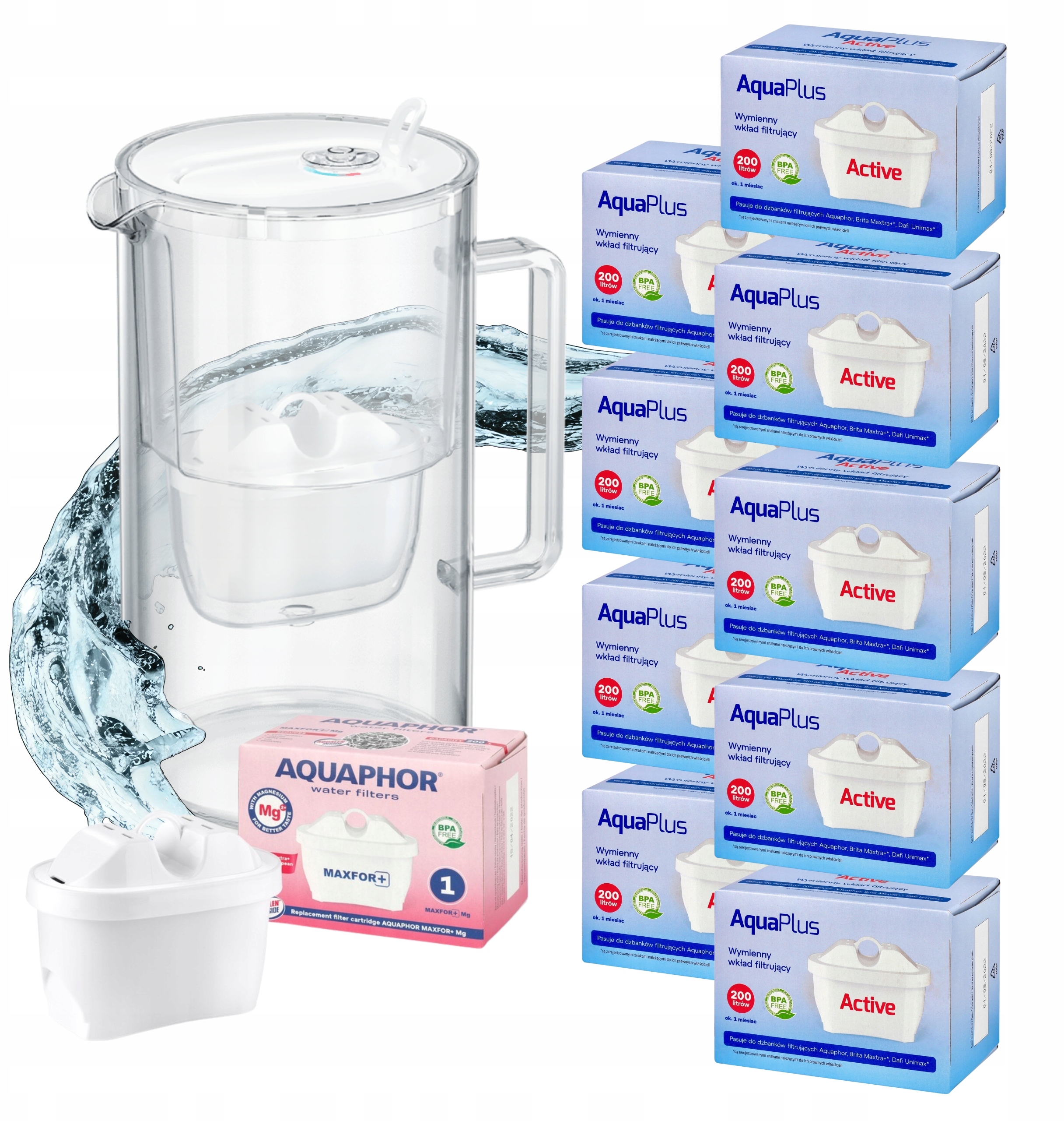Szklany filtr Aquaphor Glass* biały + 10 filtrów