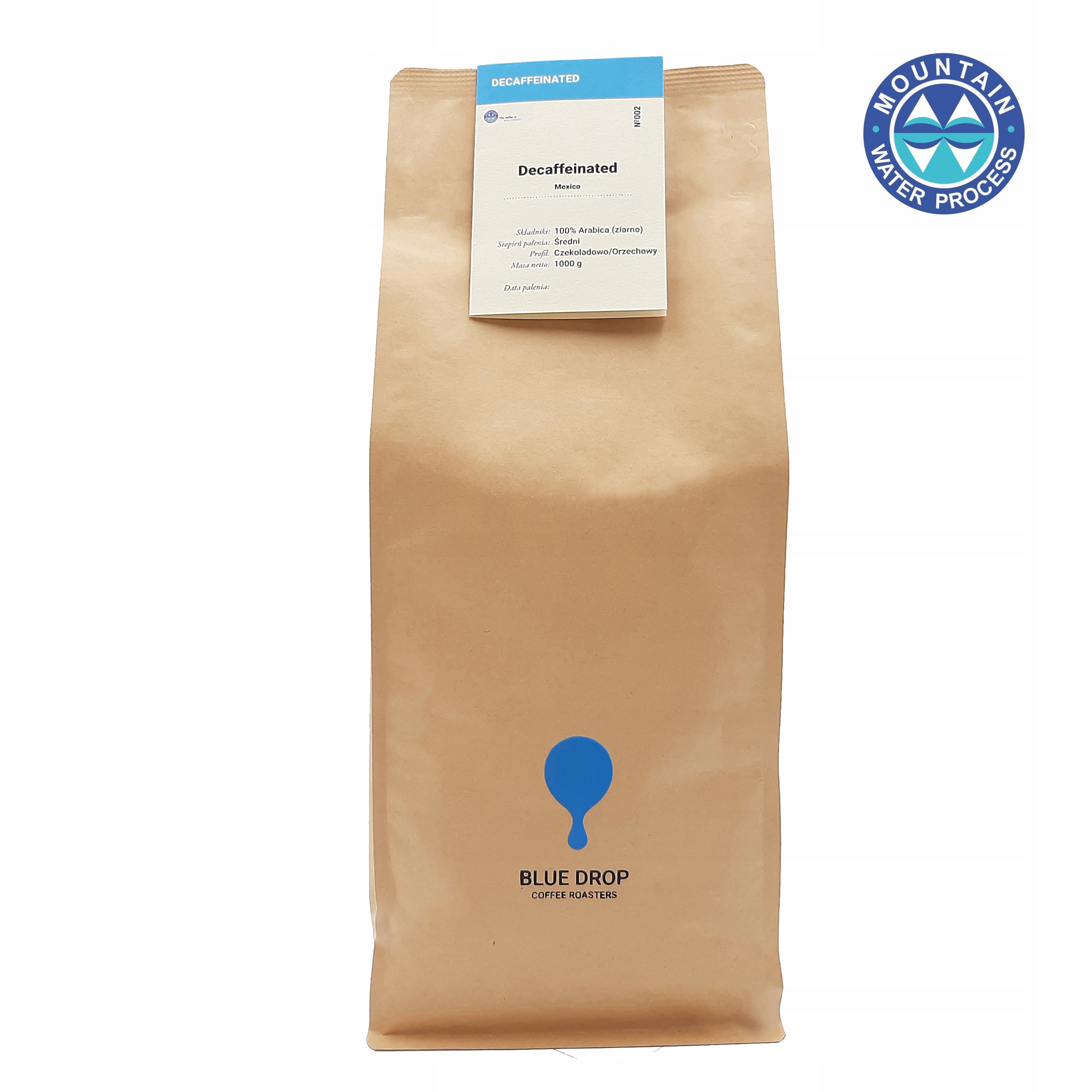 Bezkofeinowa kawa ziarnista Blue Drop Mexico 1 kg – Doskonały wybór dla miłośników kawy