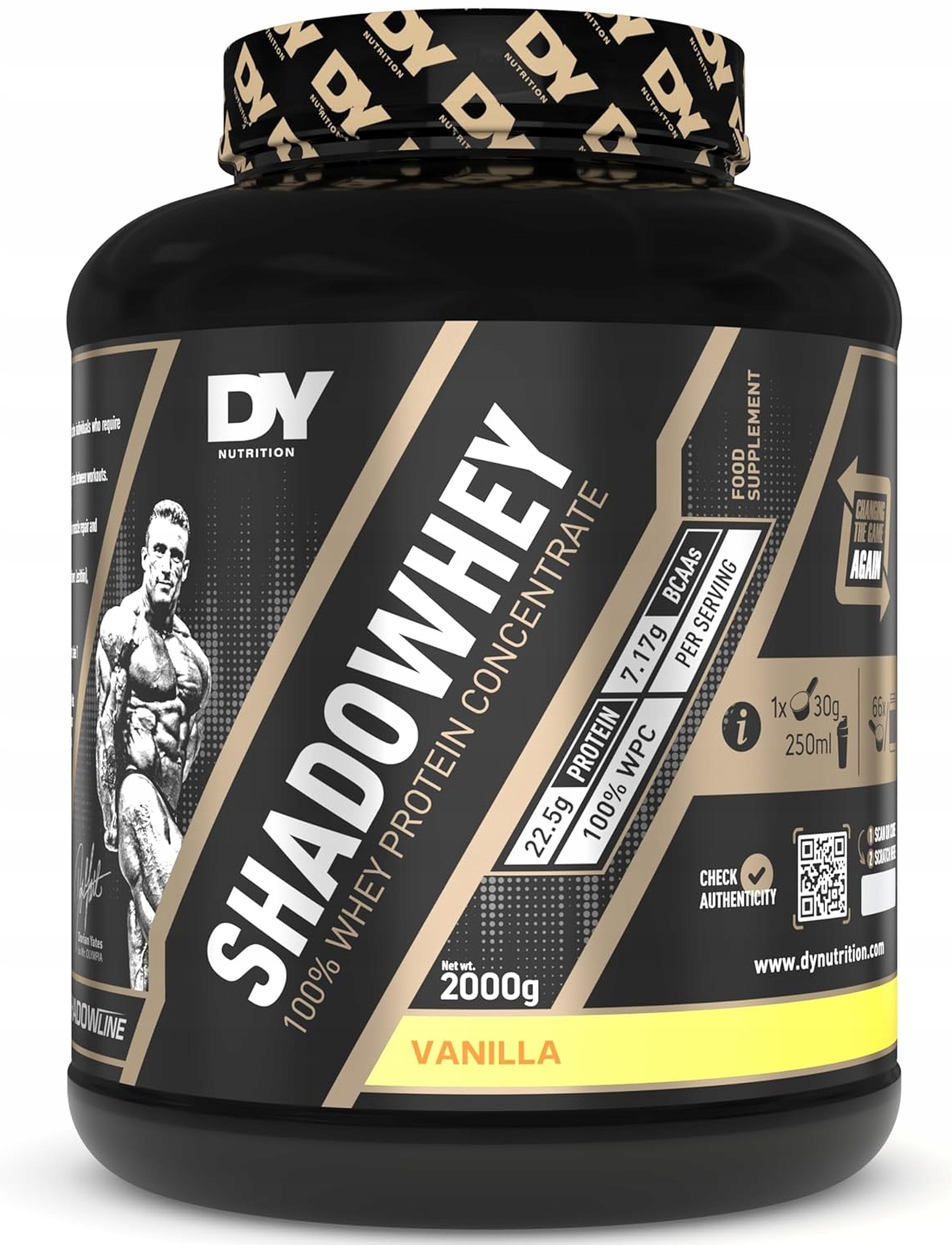 Dorian Yates - ShadoWhey Concentrate, Odżywka Białkowa, Vanilla, Proszek, 2000g – Wysoka jakość i smak