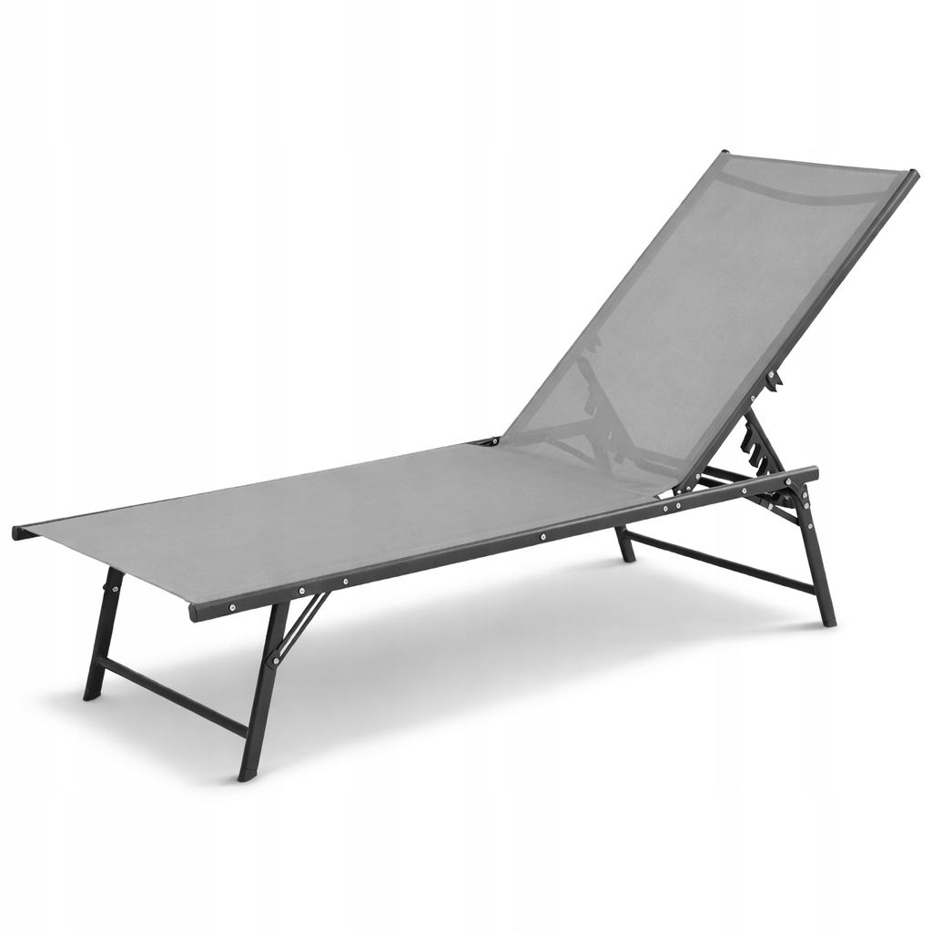 Składany leżak ogrodowy 5-pozycyjny Sanya jasny szary – Idealny do relaksu w ogrodzie