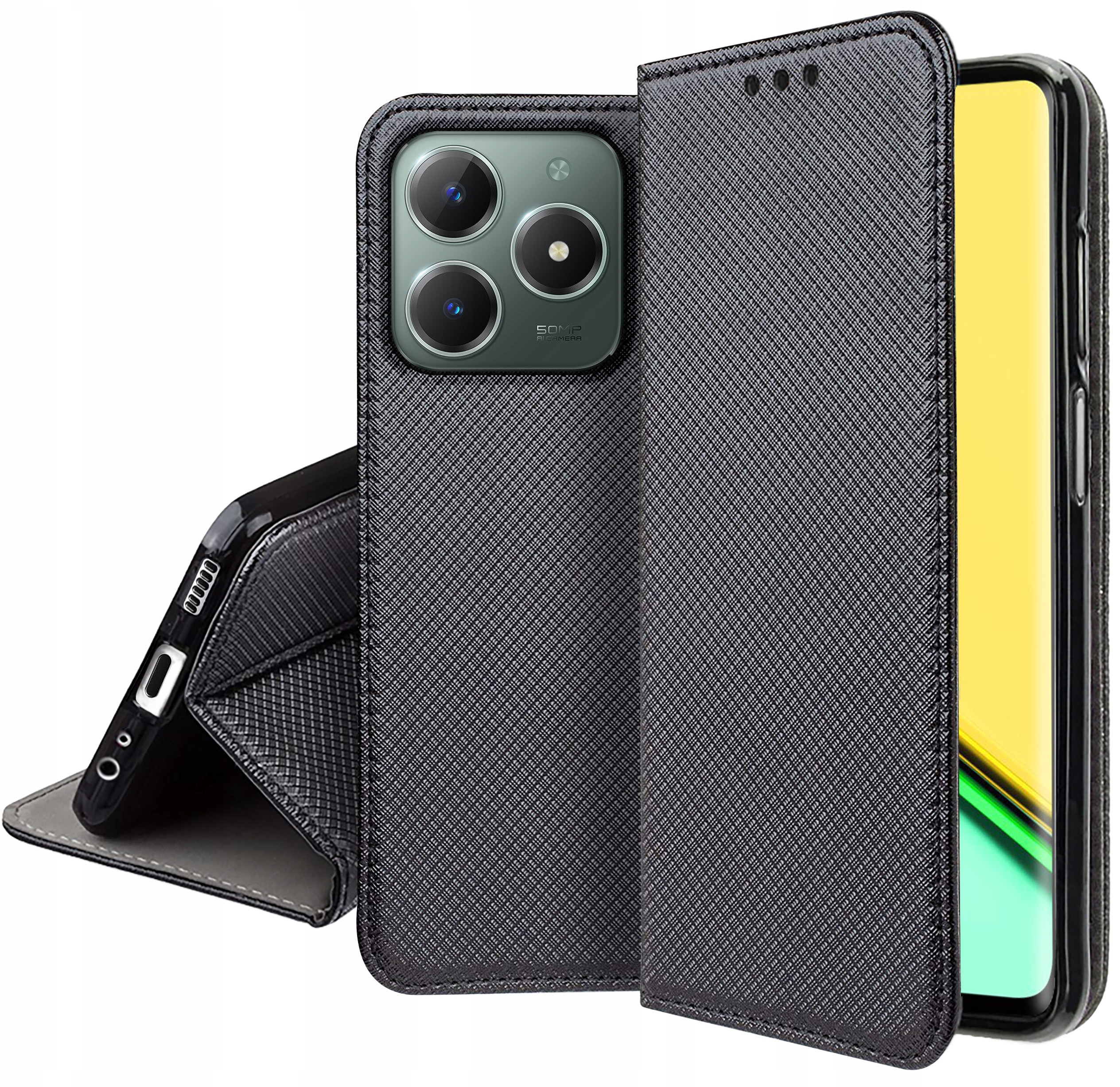 Wytrzymałe etui z klapką – Idealne dopasowanie do Realme C61 i C63