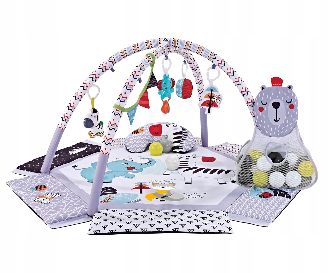 TinyMini CC9639 Mata edukacyjna Śpiący Miś – Idealna przestrzeń do zabawy dla niemowląt