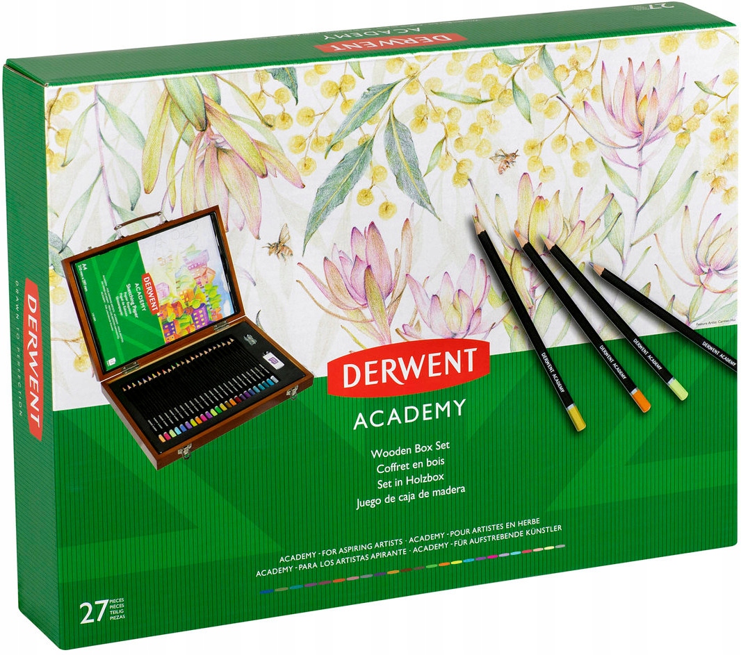 Zestaw kredek Derwent w drewnianym pudełku – Idealny dla początkujących artystów