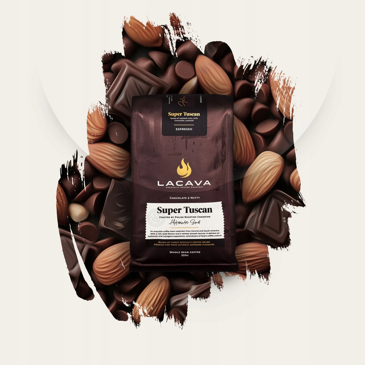 Profil smakowy: prażone orzechy, mleczna czekolada i karmel