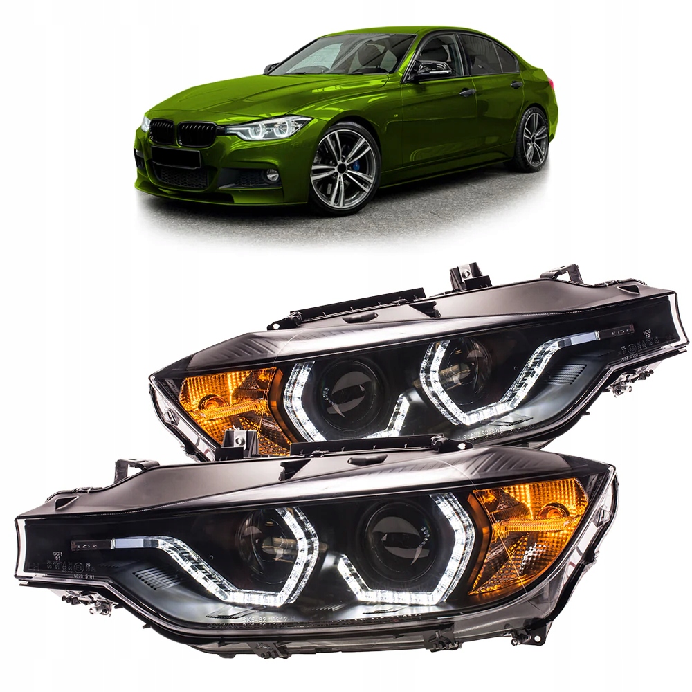 Lampy BMW 3 F30 F31 Przód DRL Black – Styl i bezpieczeństwo na drodze