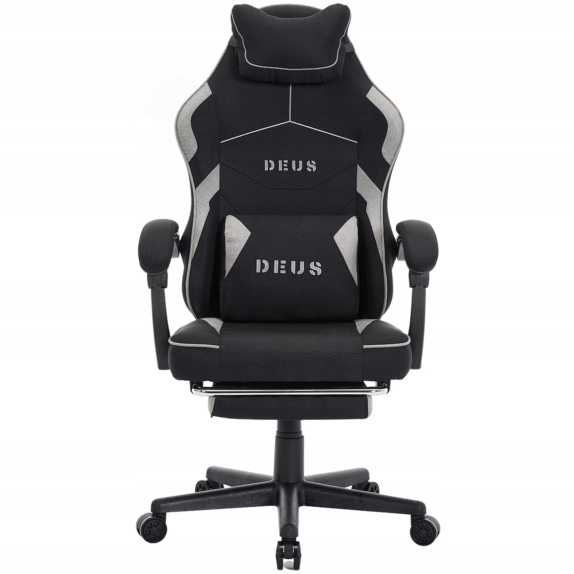 Fotel Gamingowy z podnóżkiem DEUS Edge Black – Komfort i styl w jednym
