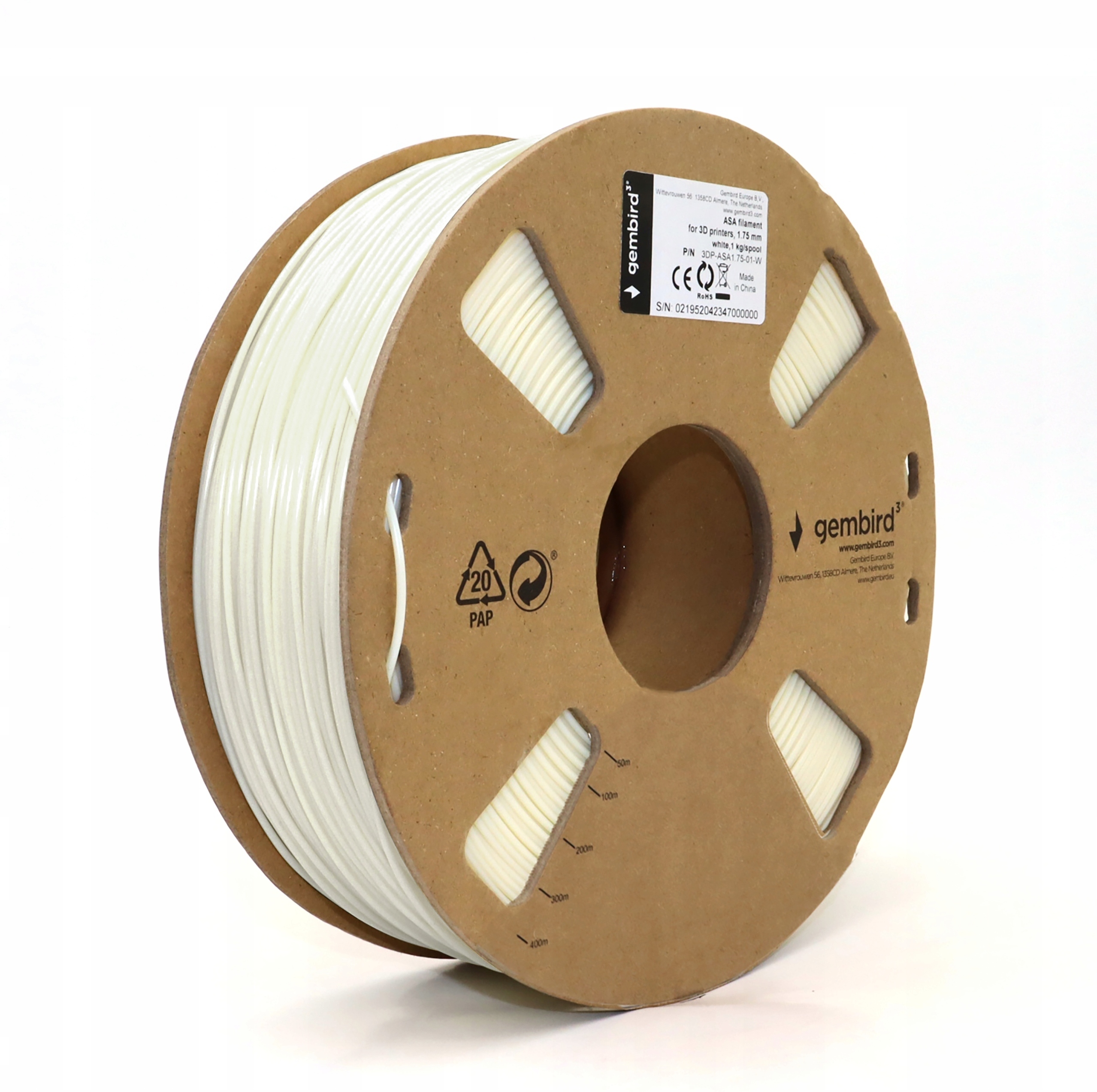 GEMBIRD Filament ASA biały 1.75mm 1kg – Idealny materiał do druku 3D