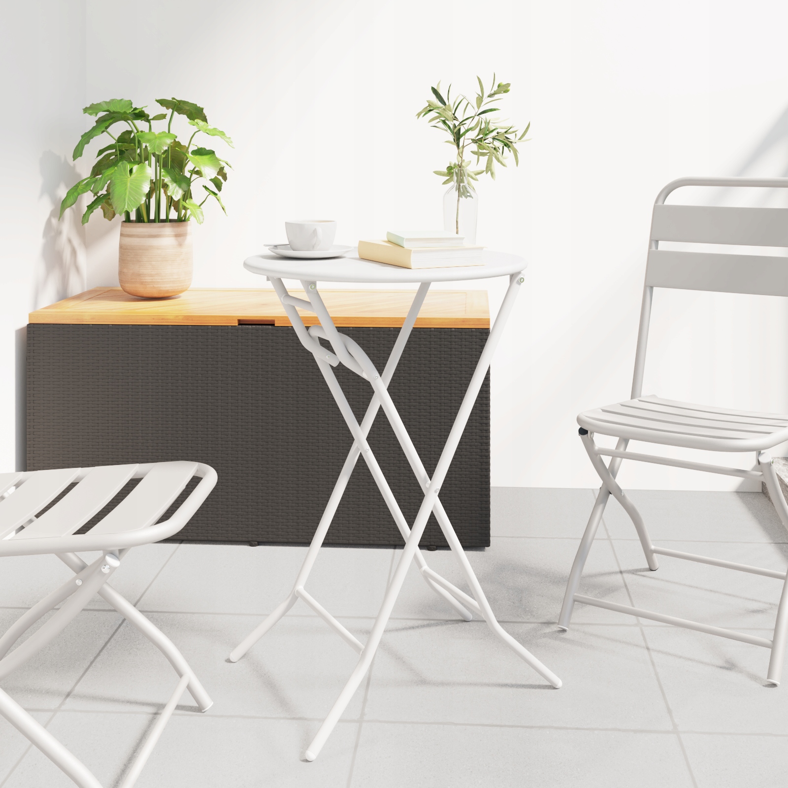 Składany stół ogrodowy vidaXL Biały 50x72 cm – Elegancja i funkcjonalność w Twoim ogrodzie