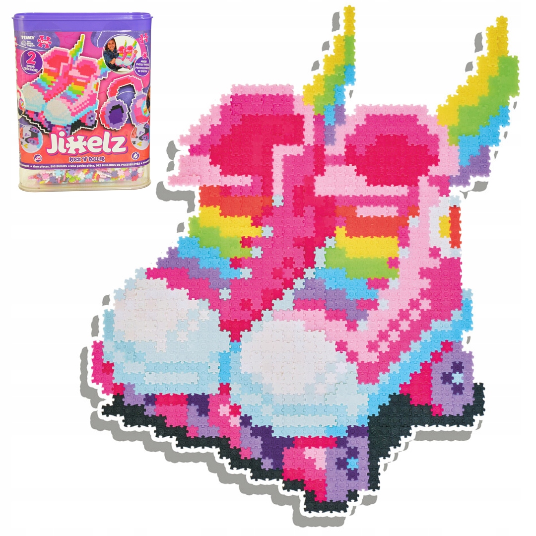 Dwa duże wzory do ułożenia: skrzydlate rolki i kolorowe słuchawki