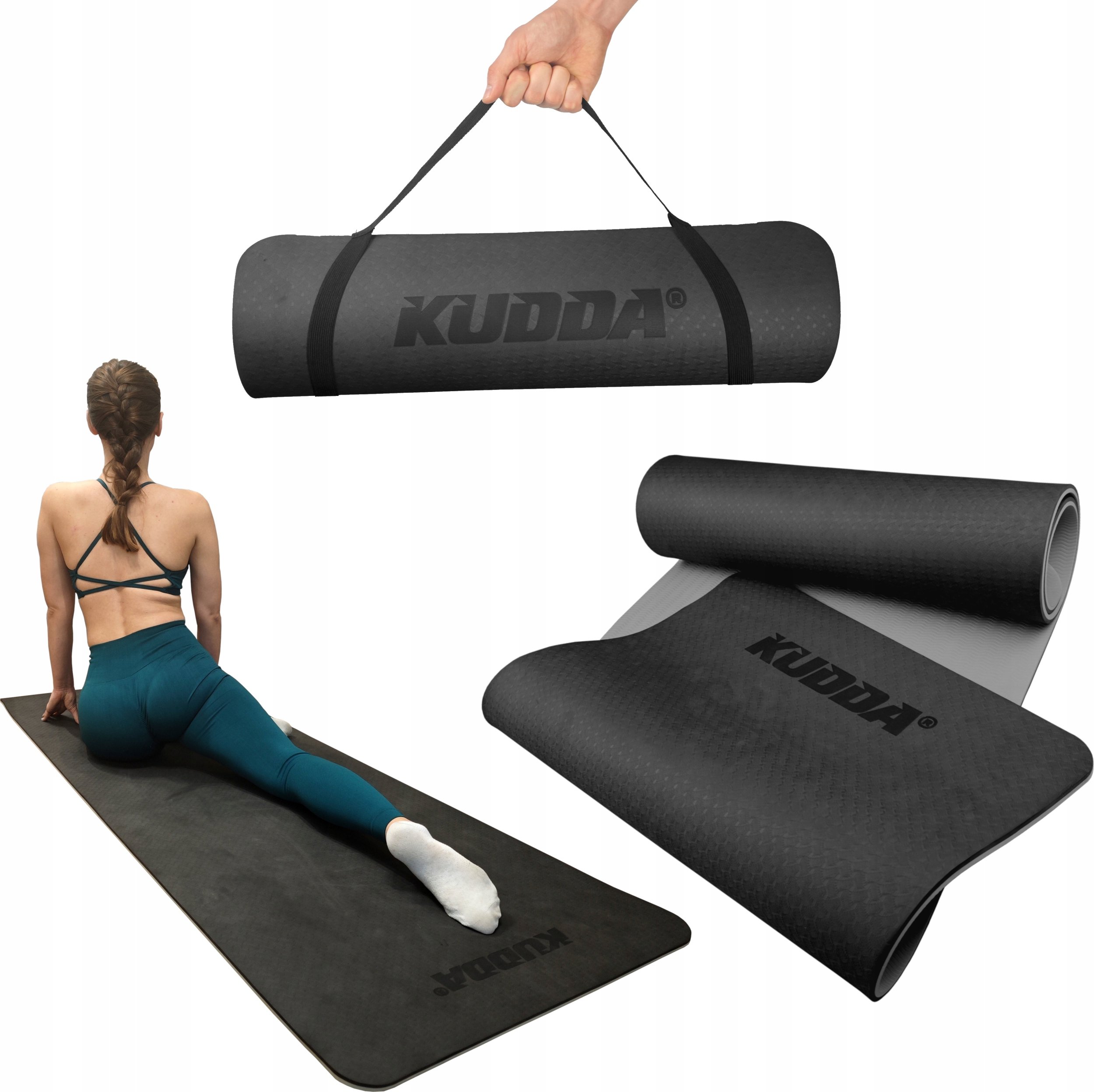 Mata do ćwiczeń jogi antypoślizgowa czarna gruba 1CM TPE – Idealna do treningów