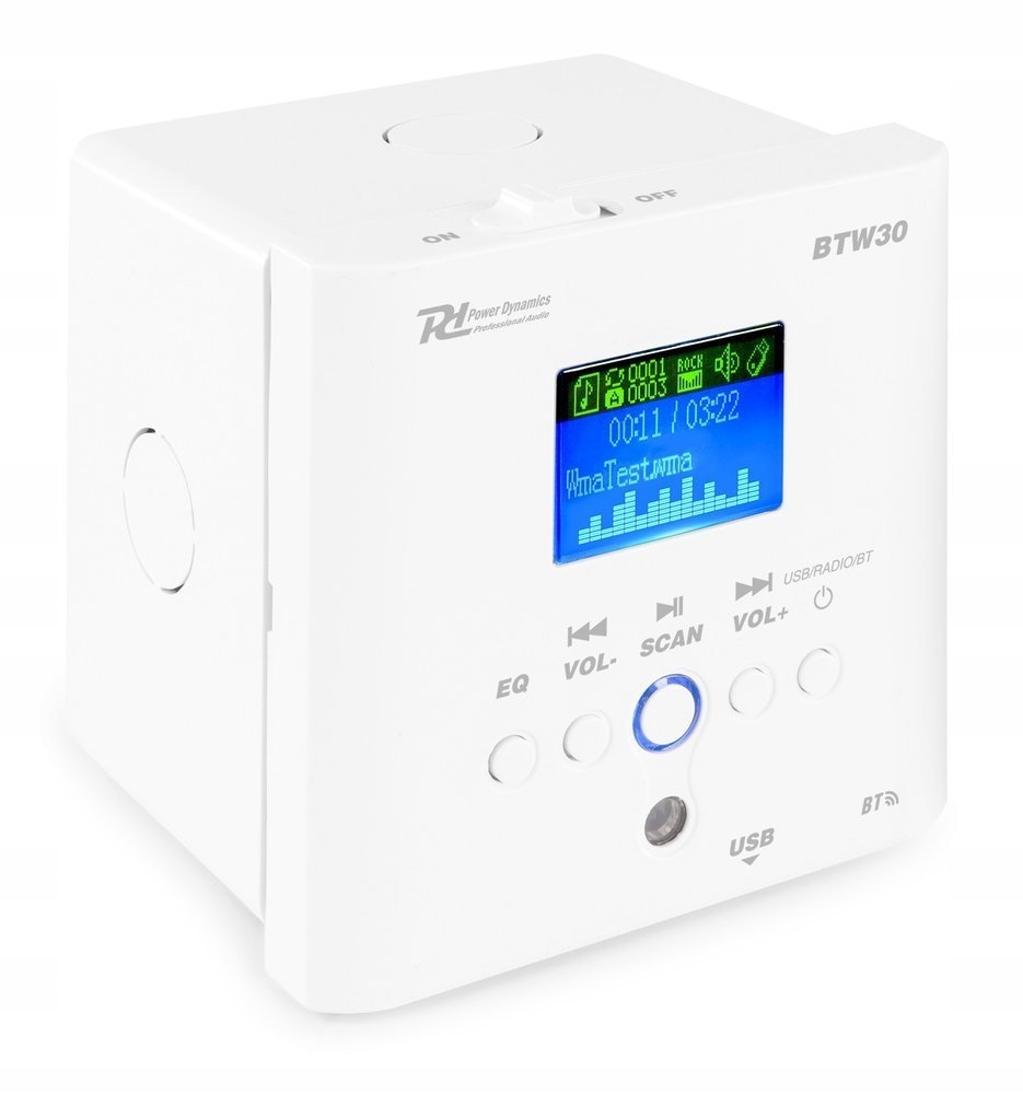 Ścienny odtwarzacz audio ze wzmacniaczem Bluetooth USB FM 2x15W Power Dynamics BTW30 – Muzyka w każdym miejscu