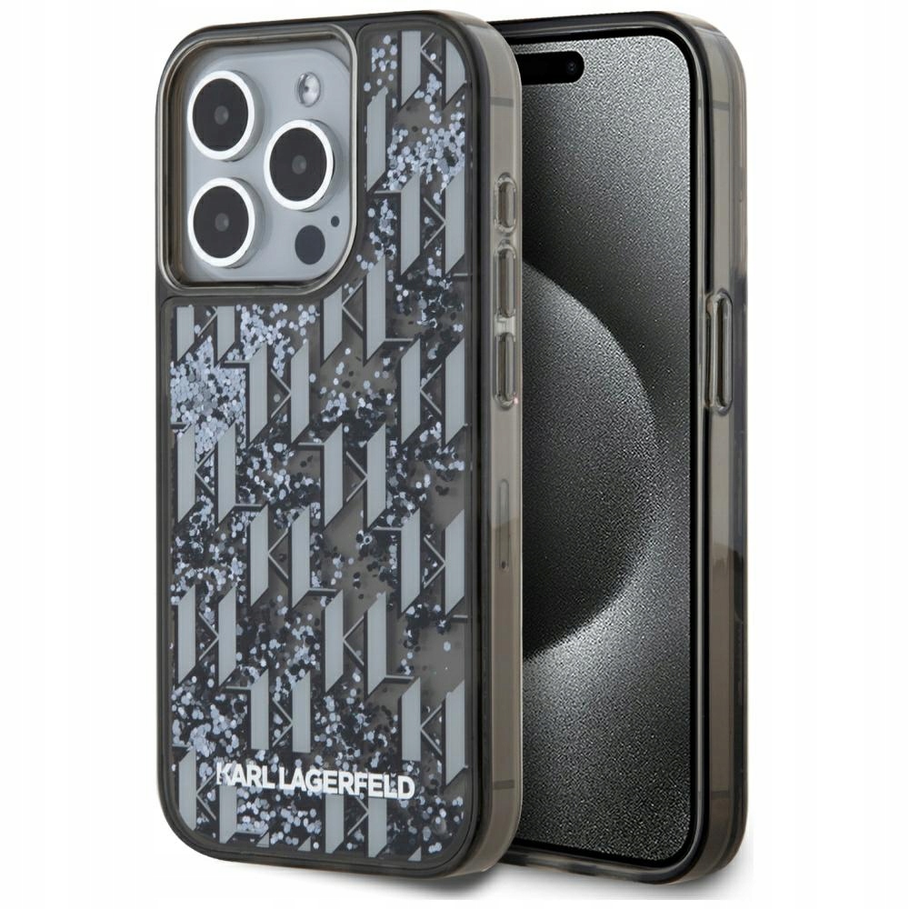 Etui Karl Lagerfeld Liquide Glitter Monogram Gradient do iPhone 15 Pro – Styl i ochrona w jednym