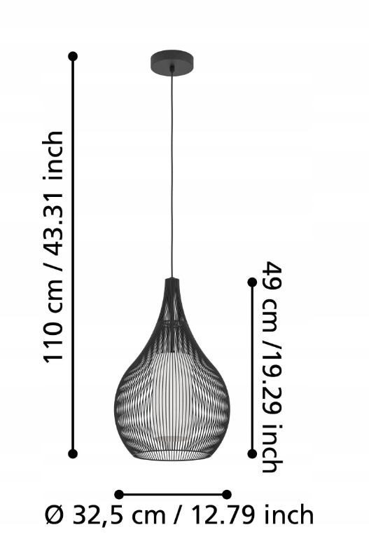 Wymiary lampy: wysokość 110 cm i średnica 32,5 cm