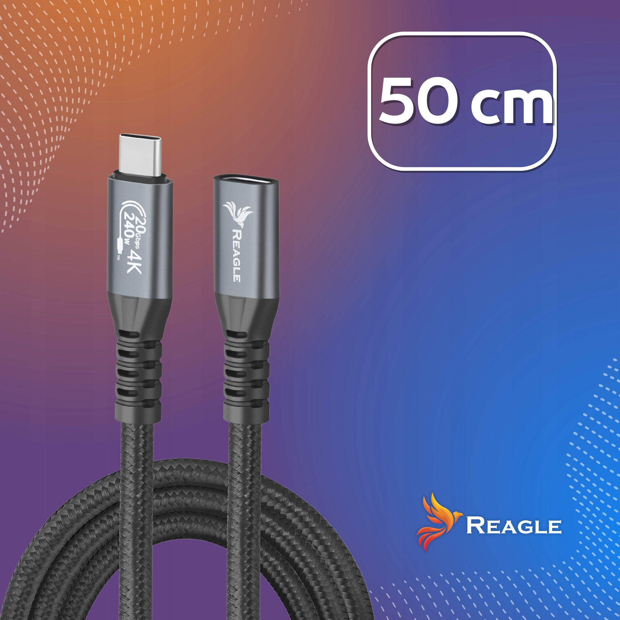 Przedłużacz USB-C 0.5 m Czarny – Wydajność i wszechstronność w jednym