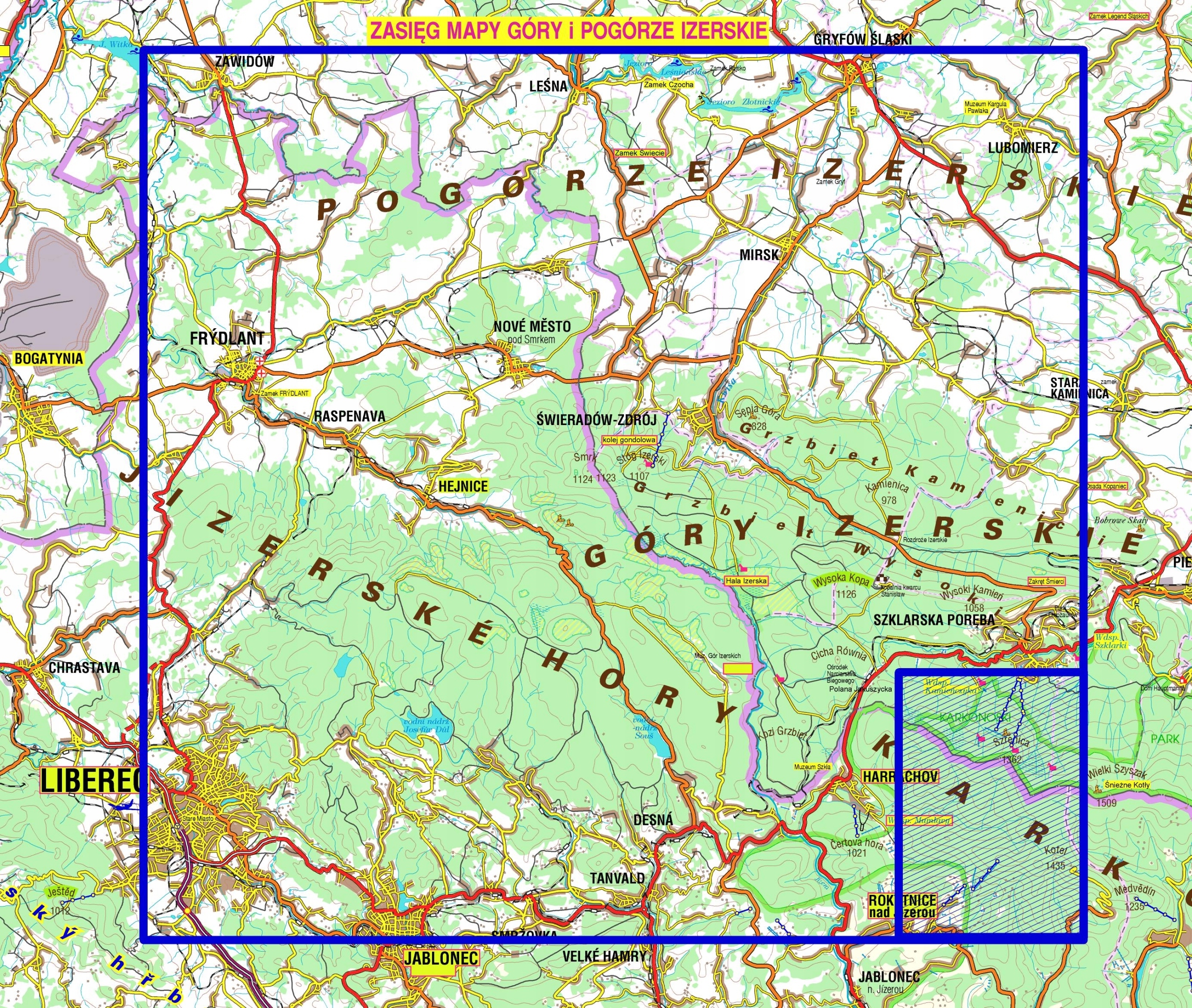 Aktualizowana mapa turystyczna w skali 1:50 000