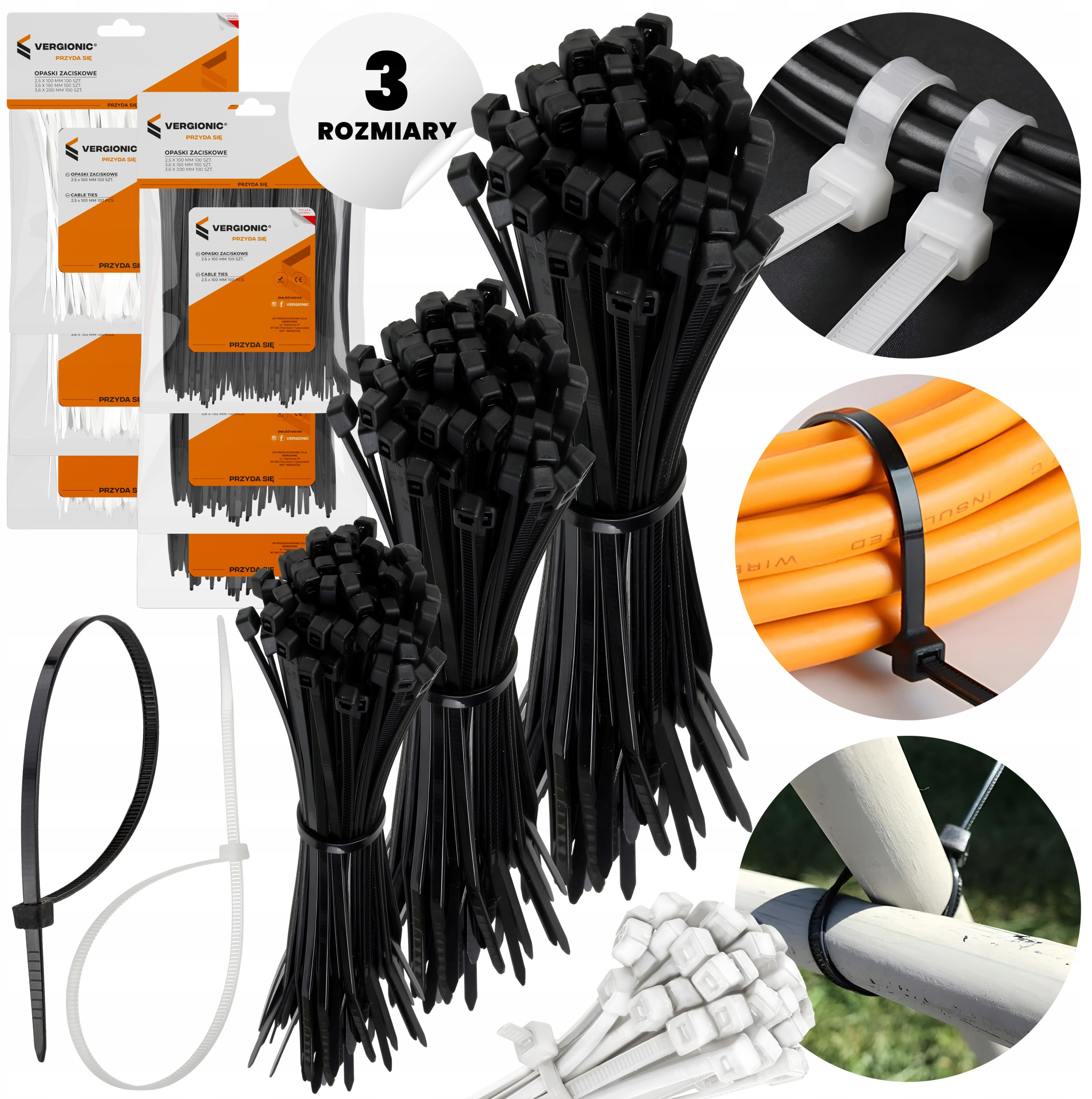 Organizer VERGIONIC ZESTAW OPASEK ZACISKOWYCH KABLOWYCH – Niezawodne rozwiązanie dla Twoich kabli