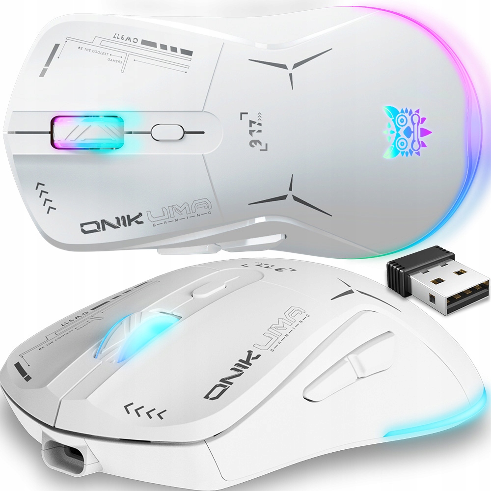 Mysz Onikuma ONIKUMA CW917 – Bezprzewodowa myszka gamingowa RGB w eleganckim białym kolorze