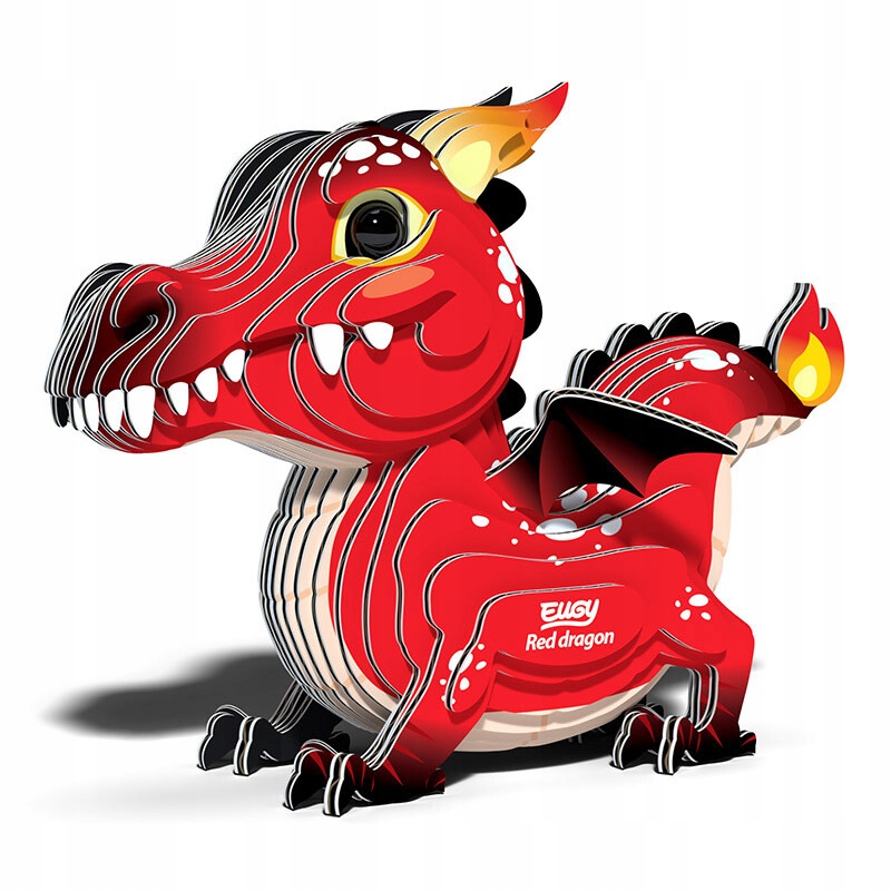 EUGY 3D Cardboard Model Kit - Czerwony Smok – Kreatywna zabawa dla dzieci
