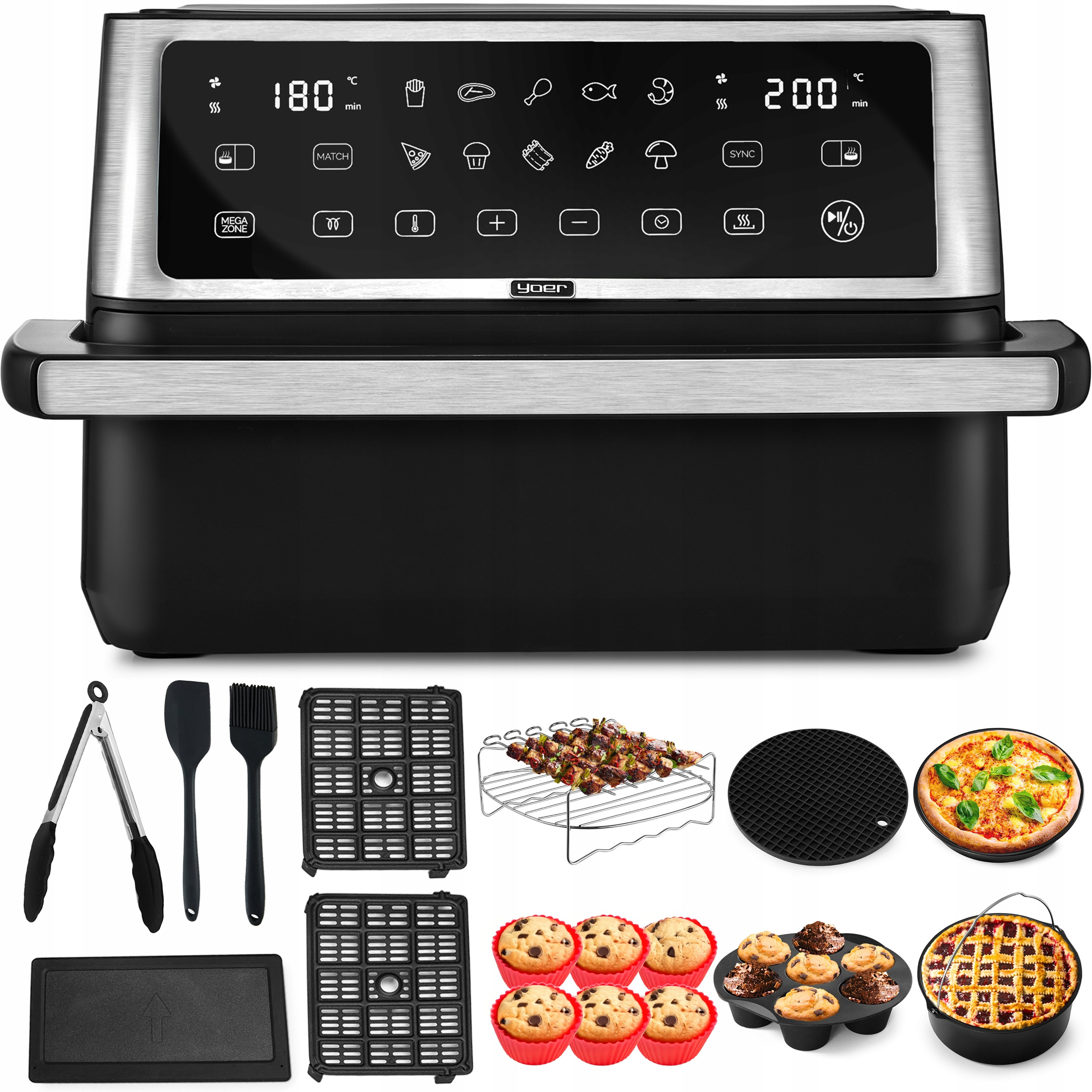 Frytkownica beztłuszczowa 11L Yoer MegaCrisp AF03BK – Zdrowe gotowanie w Twojej kuchni