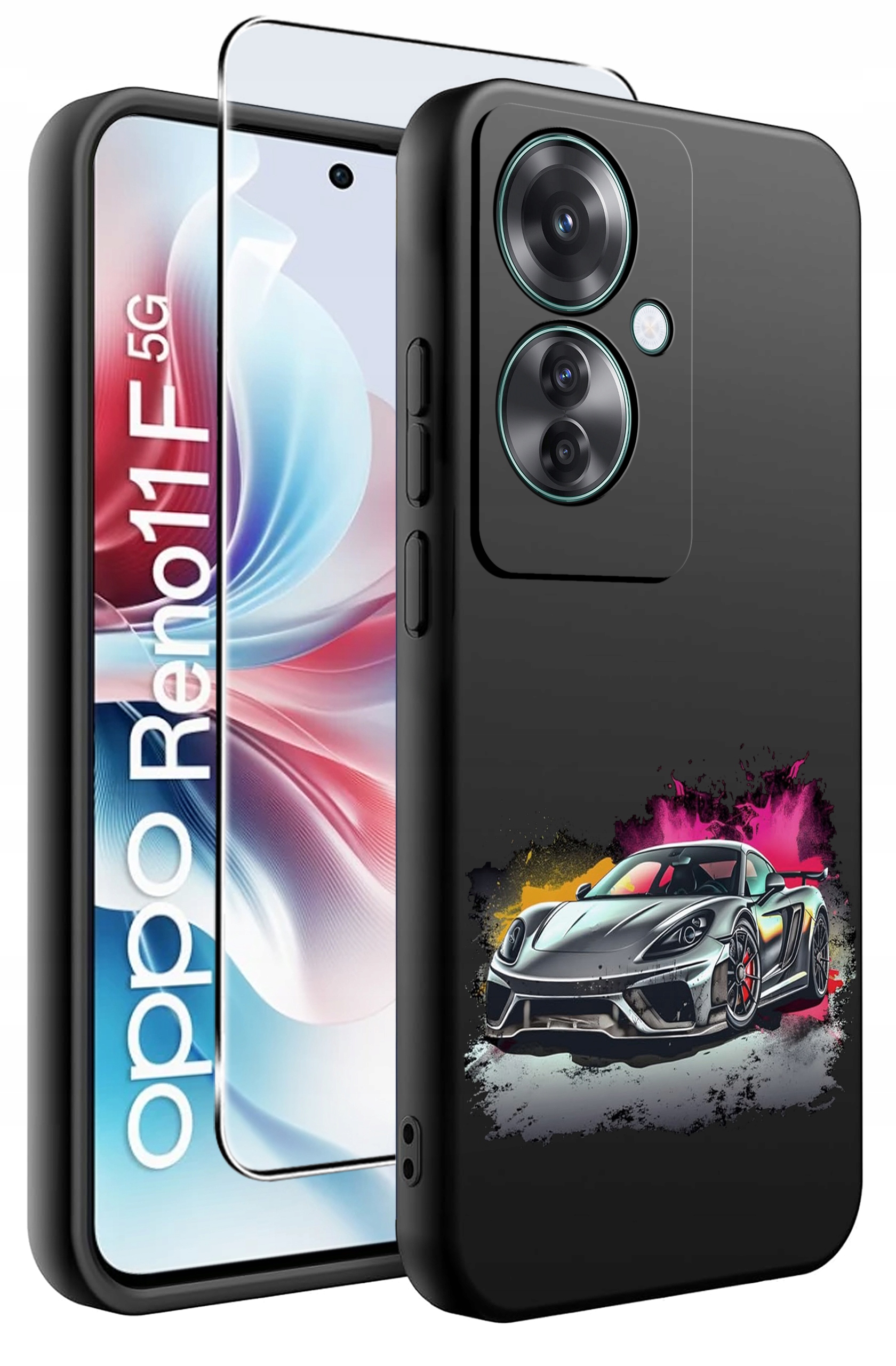 ETUI do Oppo Reno11 F 5G WZORY | SILIKONOWE MATT CASE + SZKŁO HARTOWANE 9H