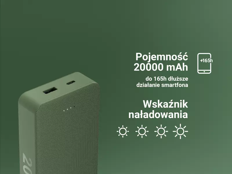 Wyświetlacz LED pokazujący poziom naładowania w czterech poziomach